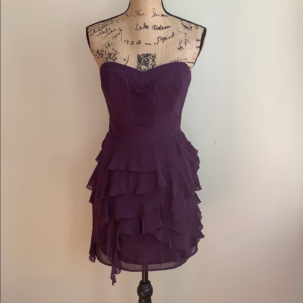 Guess purple strapless fringe dress size 5